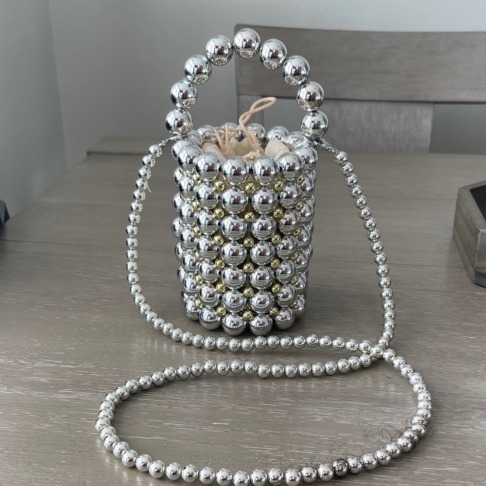 Silver Beaded Handbag